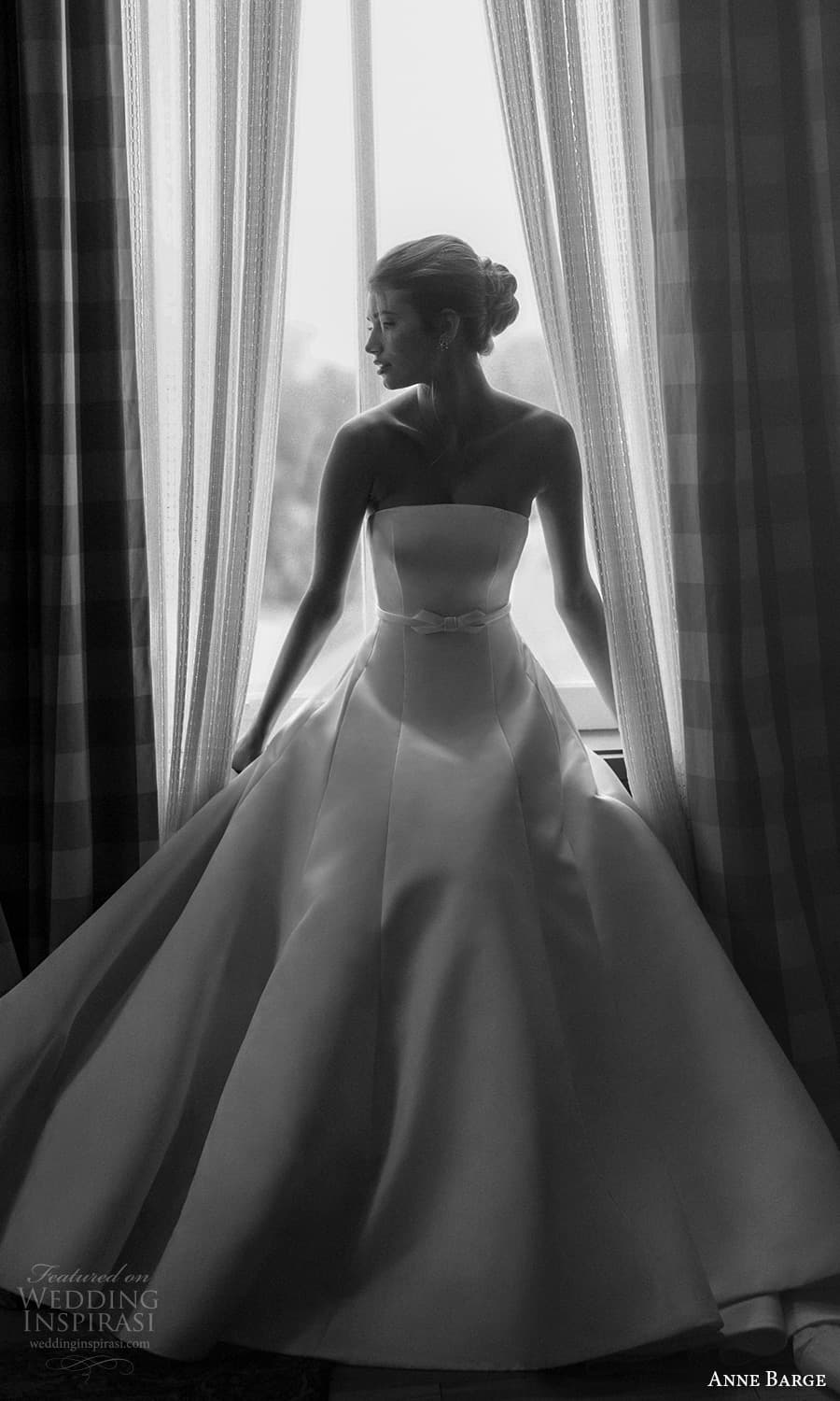 anne barge spring 2025 bridal strapless straight across neckline clean minimalist a line ball gown wedding dress chapel train belt (1) fv anne barge spring 2025 bridal strapless straight across neckline clean minimalist a line ball gown wedding dress chapel train belt (1) fv