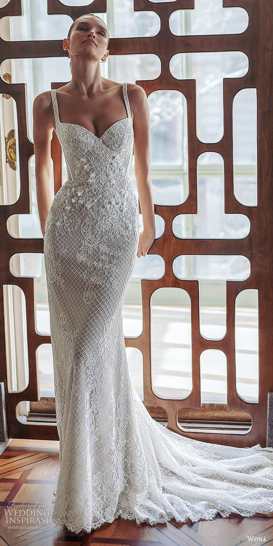 wona 2025 bridal sleeveless thick straps sweetheart neckline lace sheath wedding dress chapel train (32) mv