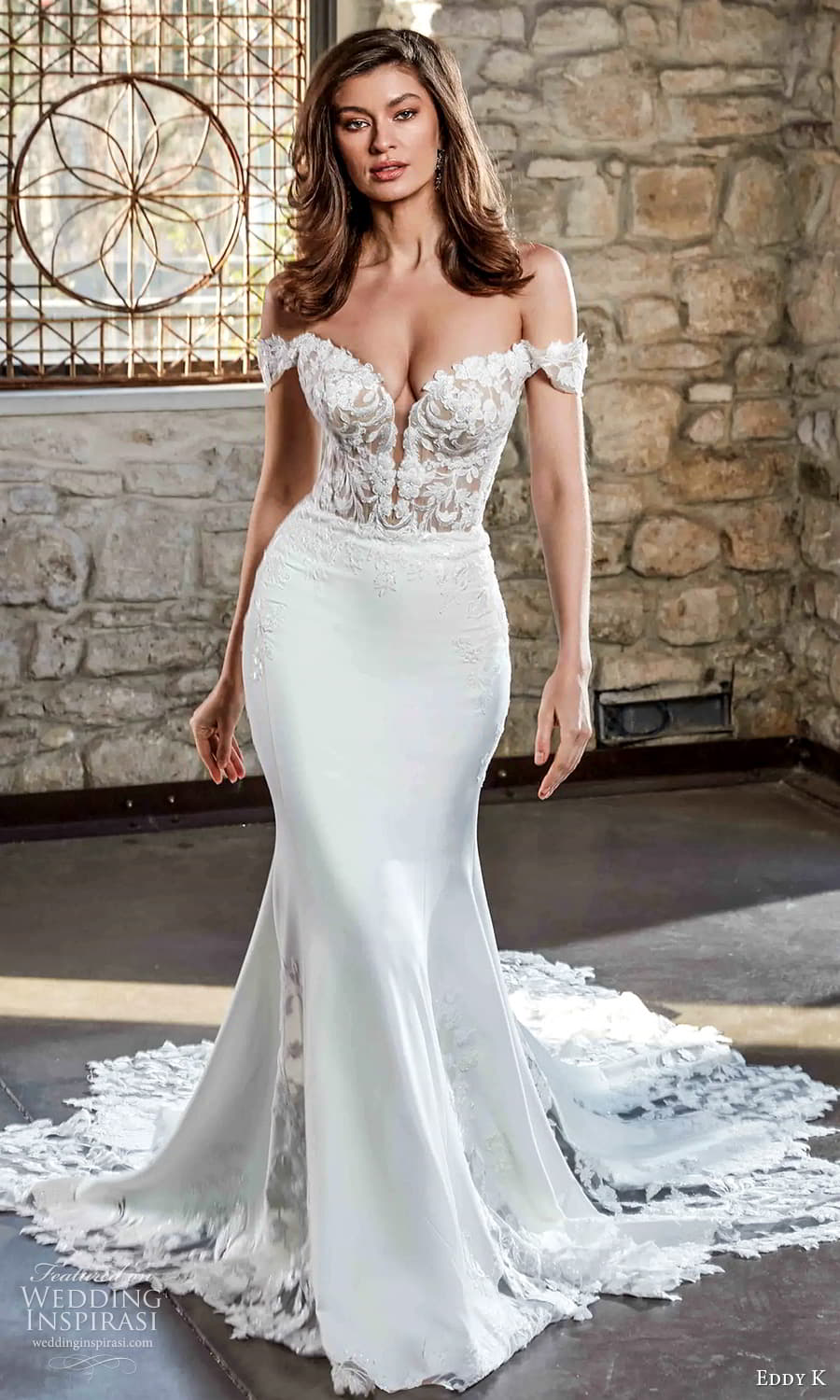 eddy k 2025 milano couture bridal off shoulder straps plunging sweetheart neckline embellished lace bodice clean skirt sheath wedding dress chapel train (2) mv eddy k 2025 milano couture bridal off shoulder straps plunging sweetheart neckline embellished lace bodice clean skirt sheath wedding dress chapel train (2) mv