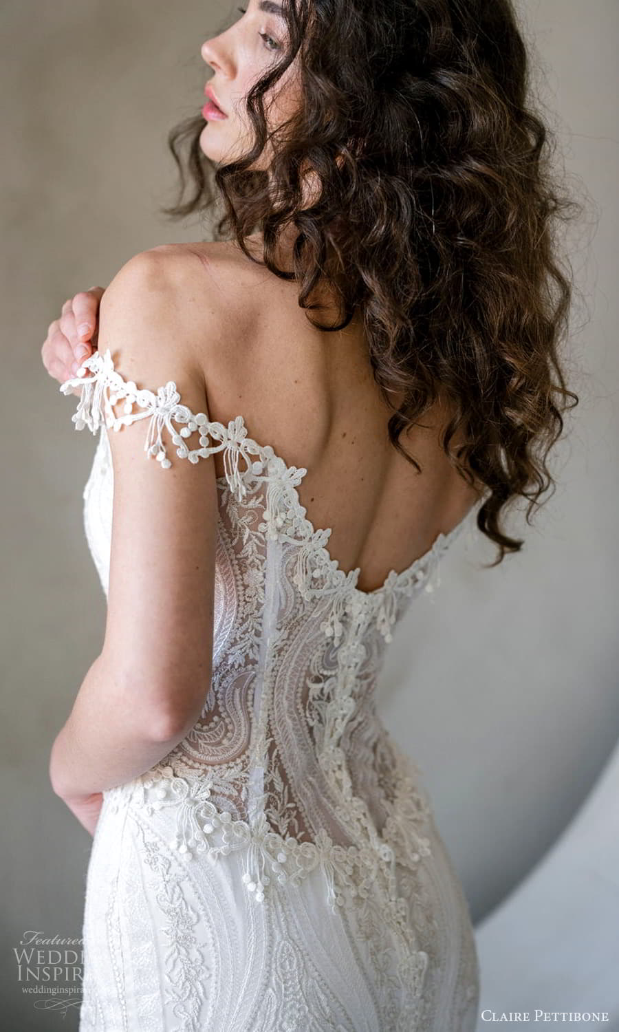 claire pettibone spring 2026 bridal mini cap sleeve wide scoop neckline embellished bodice fit flare wedding dress chapel train (2) zbv claire pettibone spring 2026 bridal mini cap sleeve wide scoop neckline embellished bodice fit flare wedding dress chapel train (2) zbv