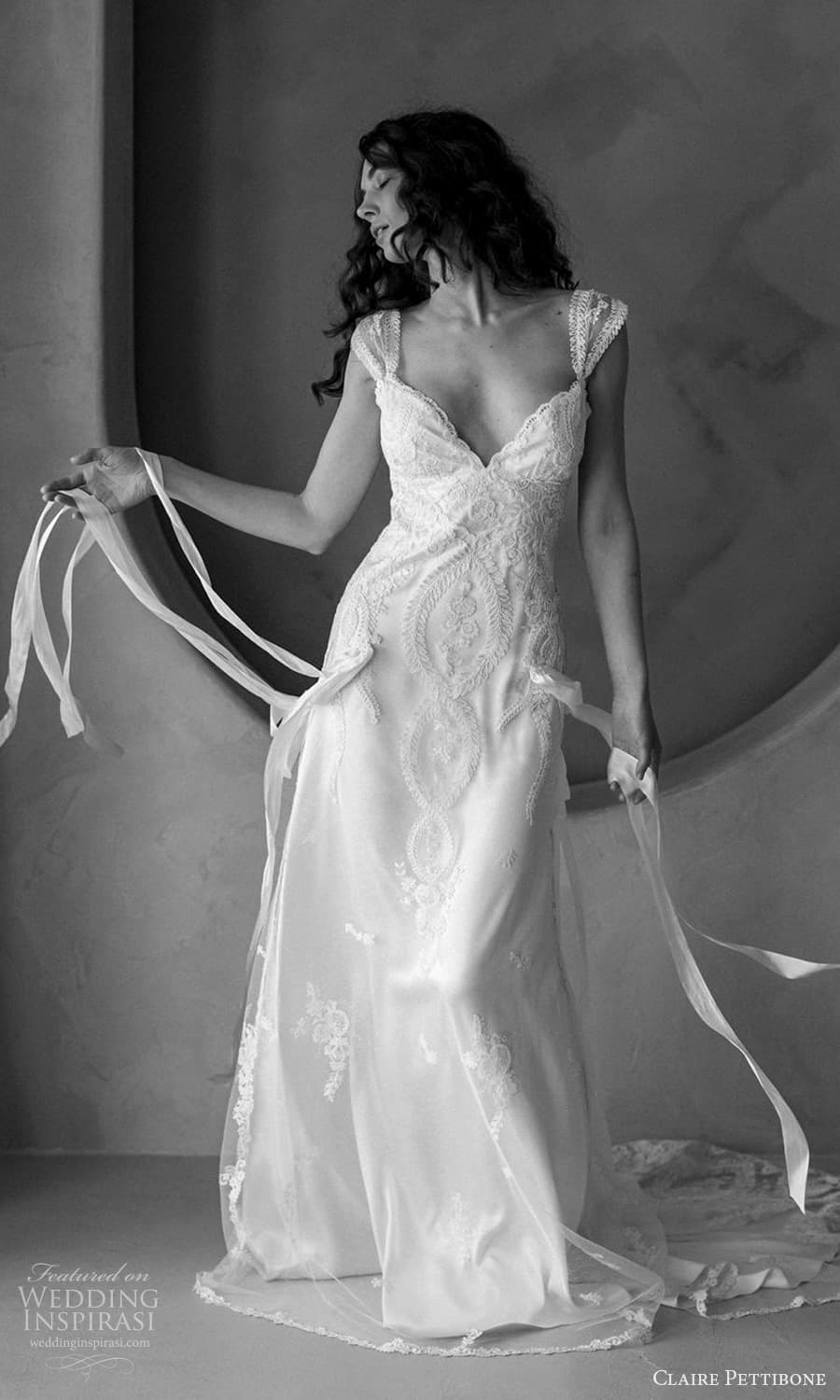 claire pettibone spring 2026 bridal sheer cap sleeves sweetheart neckline embellished lace sheath wedding dress chapel train (4) mv claire pettibone spring 2026 bridal sheer cap sleeves sweetheart neckline embellished lace sheath wedding dress chapel train (4) mv