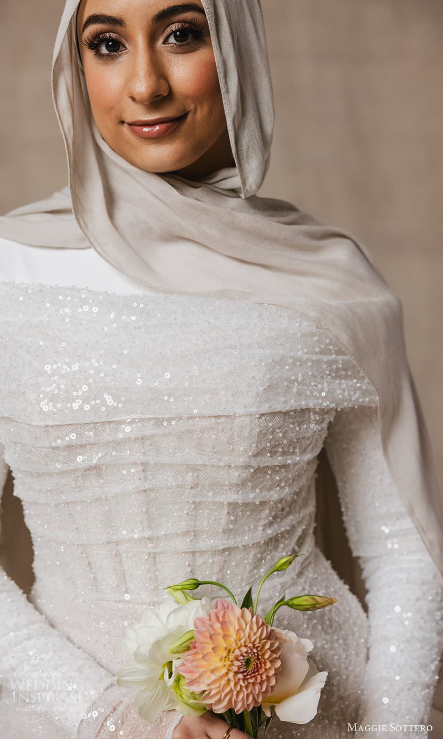 maggie sottero spring 2026 bridal long sleeves high neckline fully embellished modest sheath wedding dress chapel train hijab hijabi (2) zv maggie sottero spring 2026 bridal long sleeves high neckline fully embellished modest sheath wedding dress chapel train hijab hijabi (2) zv